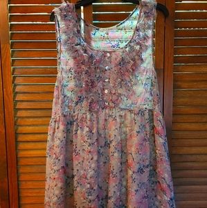 Black Rain XL gray floral ruffled tank top dress